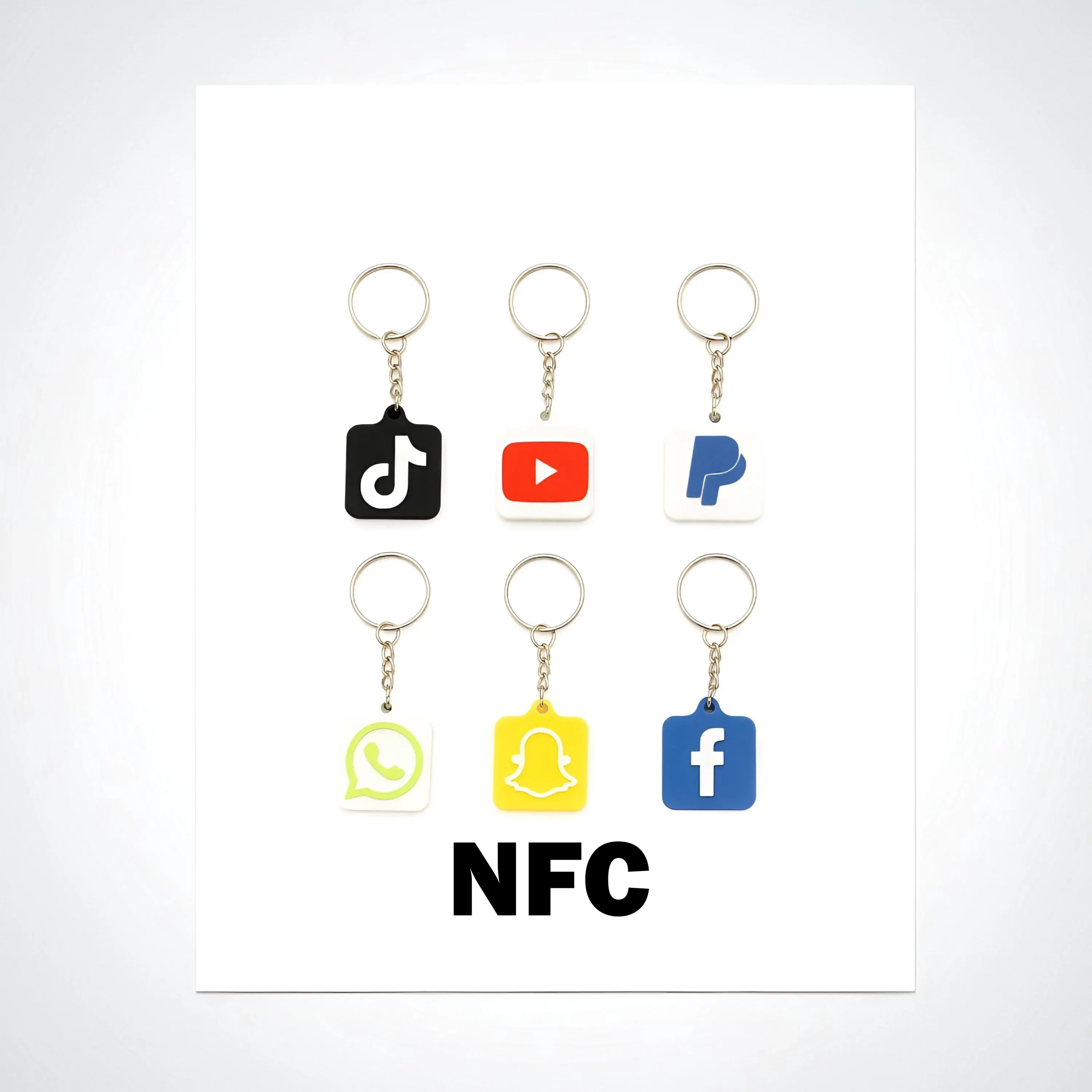 Personalisierter NFC Schlüsselbund | Personalisierbarer NFC Tag Schlüsselanhänger mit Icon | Instagram, Youtube, Youtub usw
